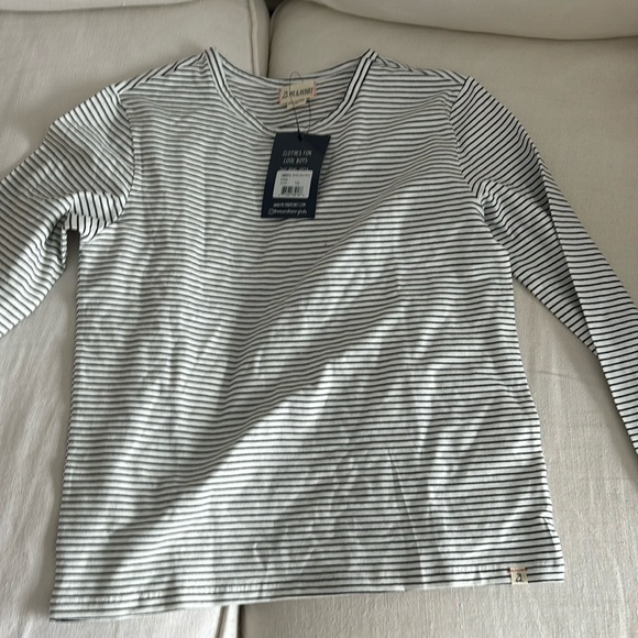 BNWT Me and Henry boys size 12 white with black stripe Alcoa tee. - Picture 1 of 2